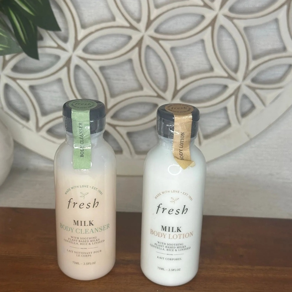 Fresh Milk Body Cleanser and Lotion Duo - Green and Gold Accents